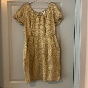 Gold Brocade J. Crew Dress